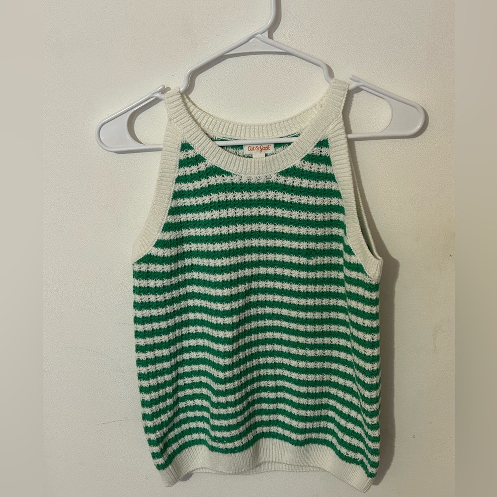 CAT & JACK- Green and white stripped tank